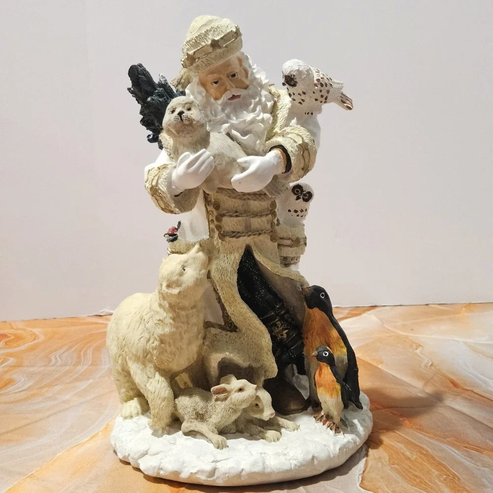 Vintage Kirklands Cedar Creek White Santa With Animals 12